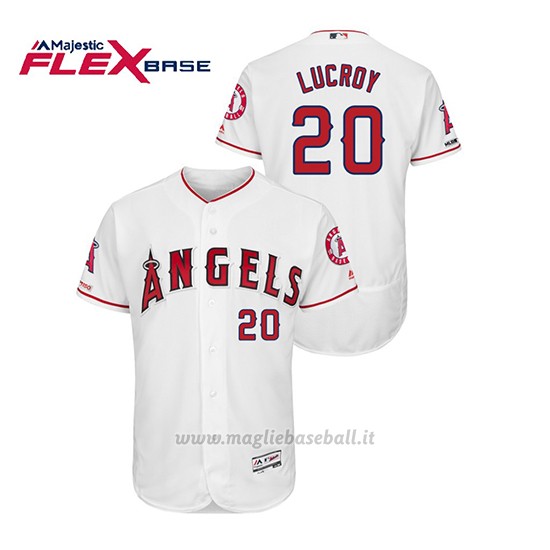 Maglia Baseball Uomo Los Angeles Angels Jonathan Lucroy 150th Aniversario Patch Flex Base Bianco
